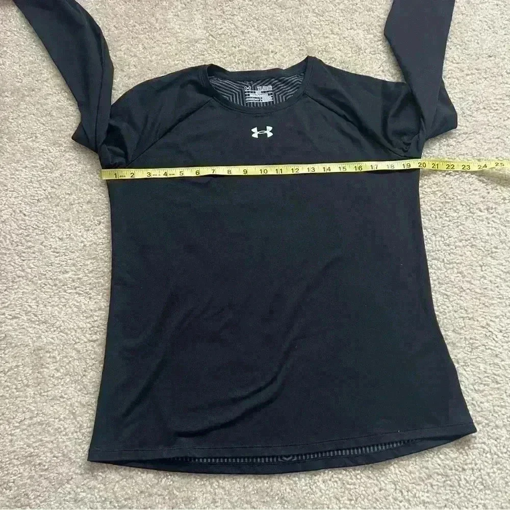 Under Armour Cold Gear Unisex Black Thumb Hole Long Sleeve Shirt Loose Size YXL